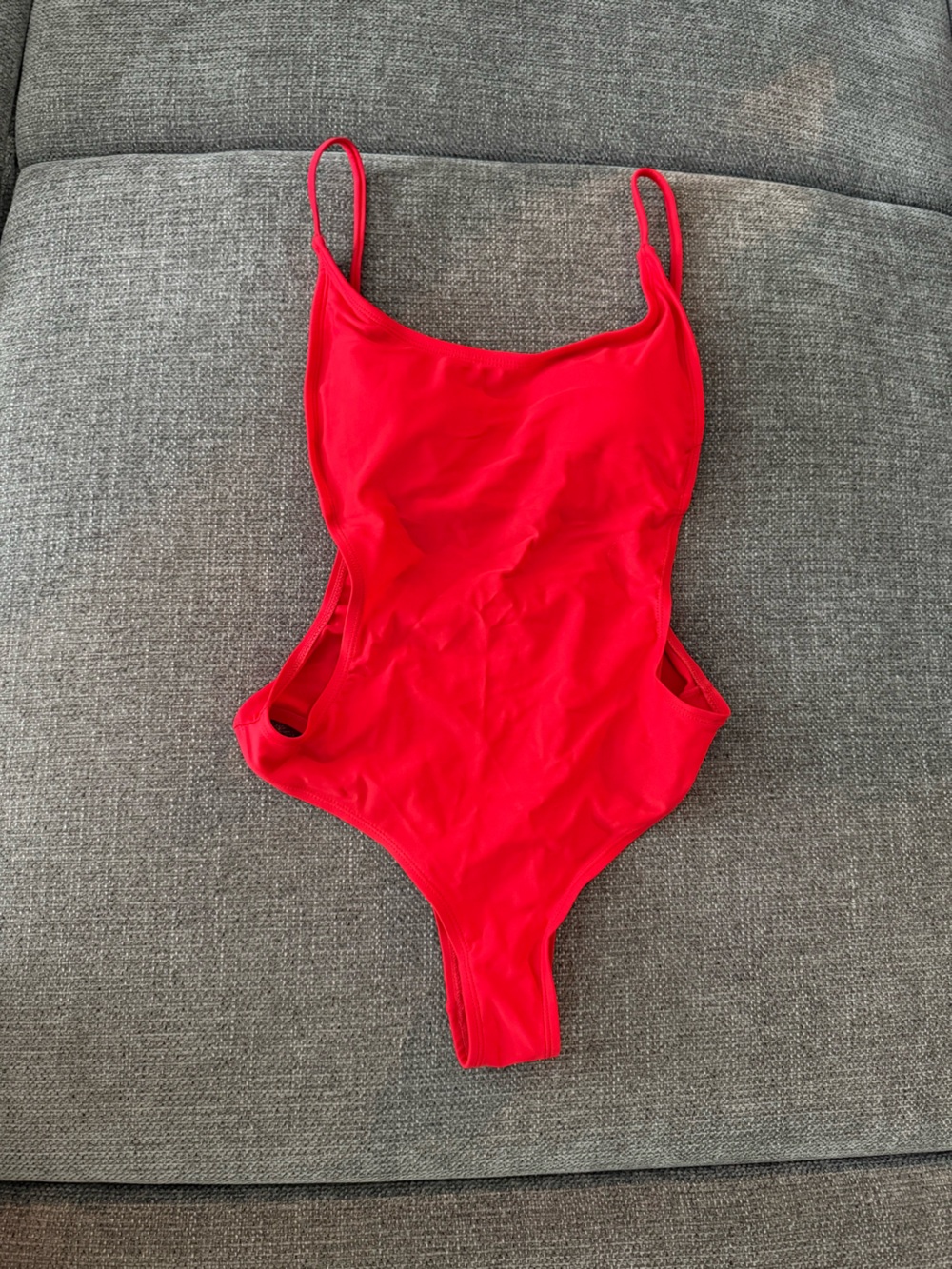 Red Scoop Neck one piece bathing suit